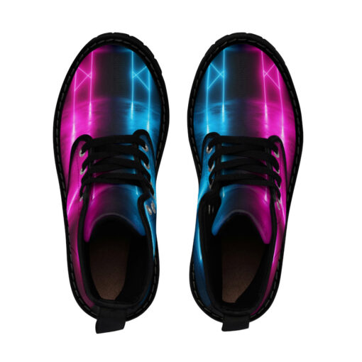 Sci-Fi Neon Pink Blue Canvas Boots - Image 4