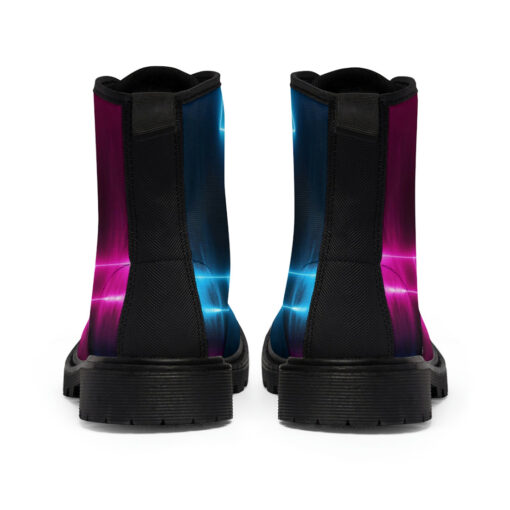 Sci-Fi Neon Pink Blue Canvas Boots - Image 5