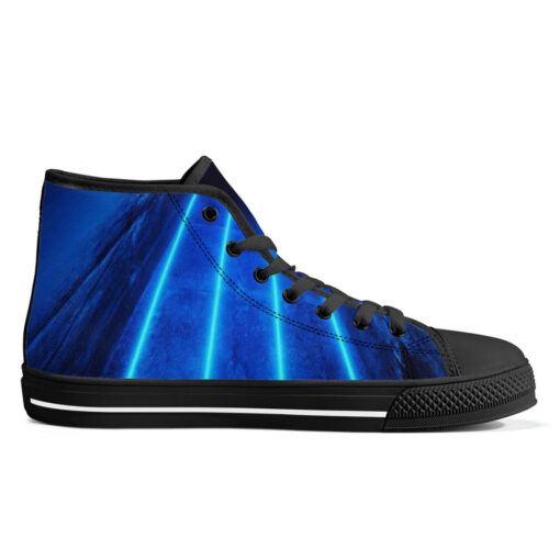 Blue Purple Futuristic Glowing Neon High-Top Canvas Shoes - Image 5