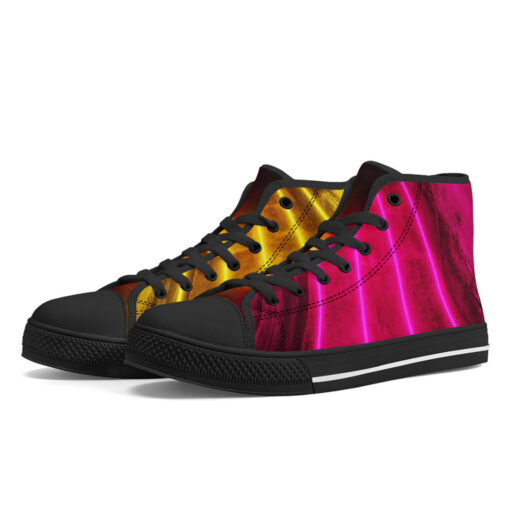 Red Yellow Futuristic Glowing Neon High-Top Canvas Shoes - Image 2