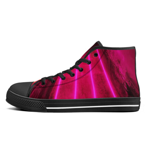 Red Yellow Futuristic Glowing Neon High-Top Canvas Shoes - Image 4