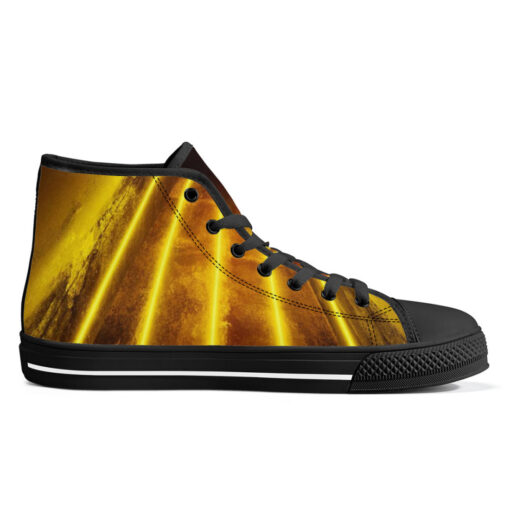 Red Yellow Futuristic Glowing Neon High-Top Canvas Shoes - Image 5