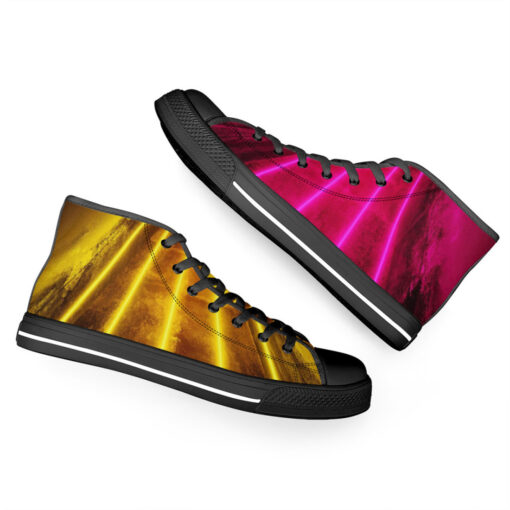 Red Yellow Futuristic Glowing Neon High-Top Canvas Shoes - Image 6