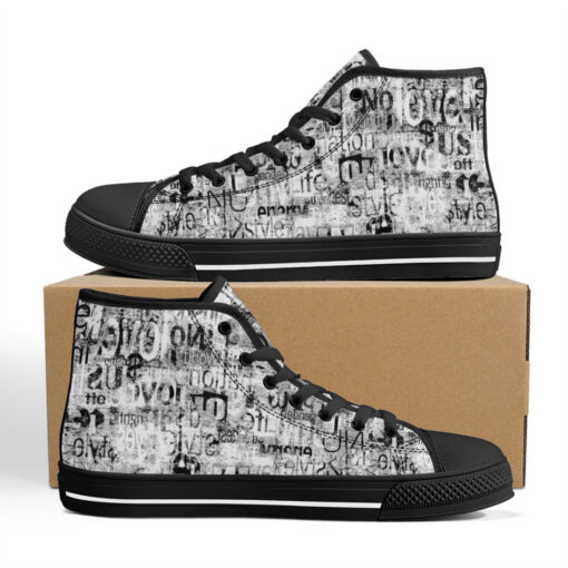 Vintage Newspaper High-Top Canvas Shoes