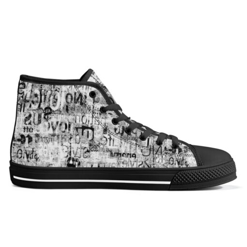 Vintage Newspaper High-Top Canvas Shoes - Image 5