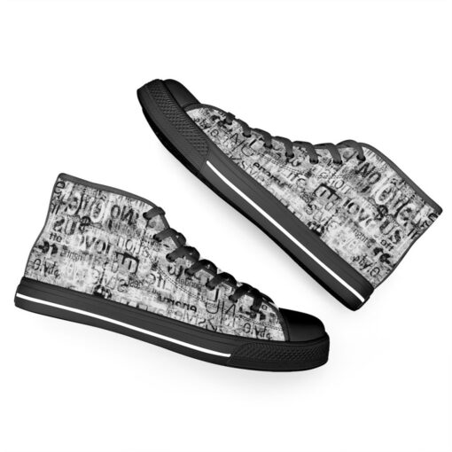 Vintage Newspaper High-Top Canvas Shoes - Image 6