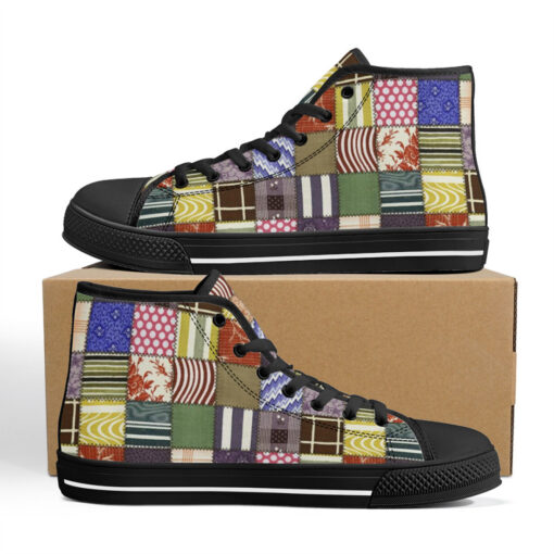 Cloth Patchwork High-Top Canvas Shoes