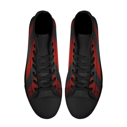 Carbon Fiber Warning Tape High-Top Canvas Shoes - Image 3