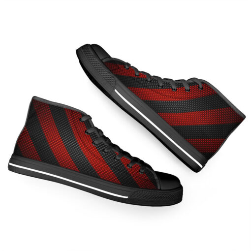 Carbon Fiber Warning Tape High-Top Canvas Shoes - Image 6