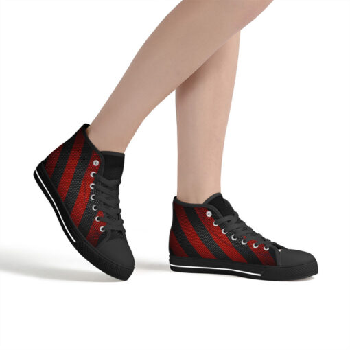 Carbon Fiber Warning Tape High-Top Canvas Shoes - Image 7