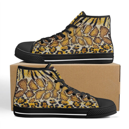 Tiger Snake Leopard High-Top Canvas Shoes