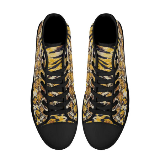 Tiger Snake Leopard High-Top Canvas Shoes - Image 3