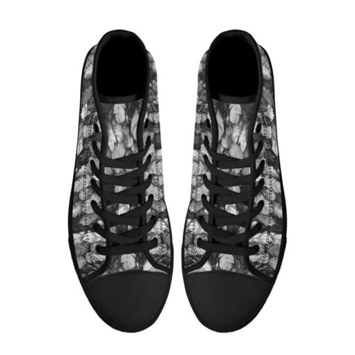 Black Feathers Plumage High-Top Canvas Shoes - Image 3