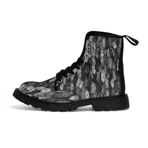 Black Feathers Plumage Canvas Boots - Image 2