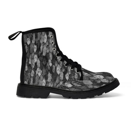 Black Feathers Plumage Canvas Boots - Image 3