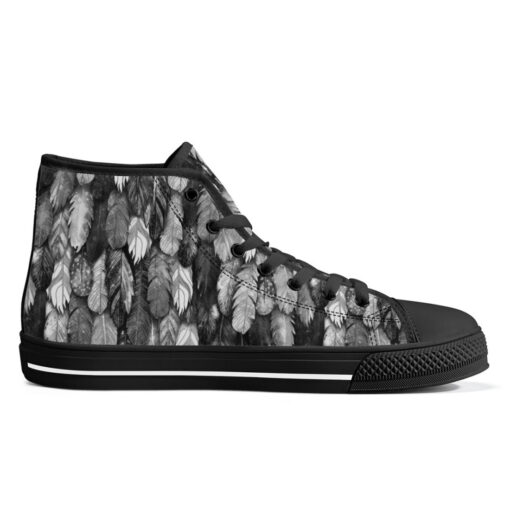 Black Feathers Plumage High-Top Canvas Shoes - Image 5