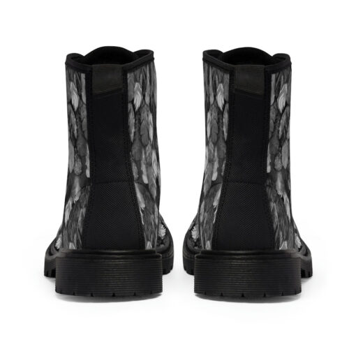 Black Feathers Plumage Canvas Boots - Image 5