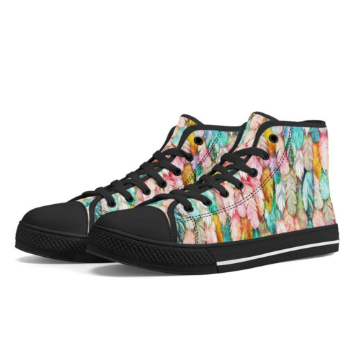 Colorful Feathers Plumage High-Top Canvas Shoes - Image 2