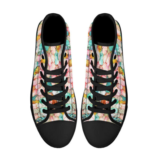 Colorful Feathers Plumage High-Top Canvas Shoes - Image 3