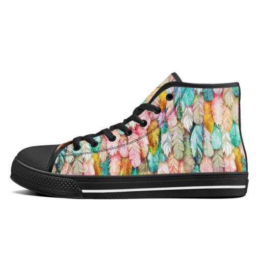 Colorful Feathers Plumage High-Top Canvas Shoes - Image 4