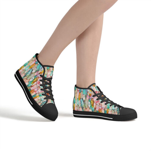 Colorful Feathers Plumage High-Top Canvas Shoes - Image 7