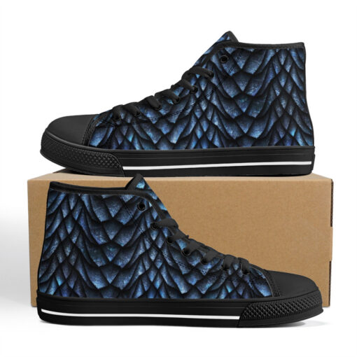 Blue Dragon Scales High-Top Canvas Shoes