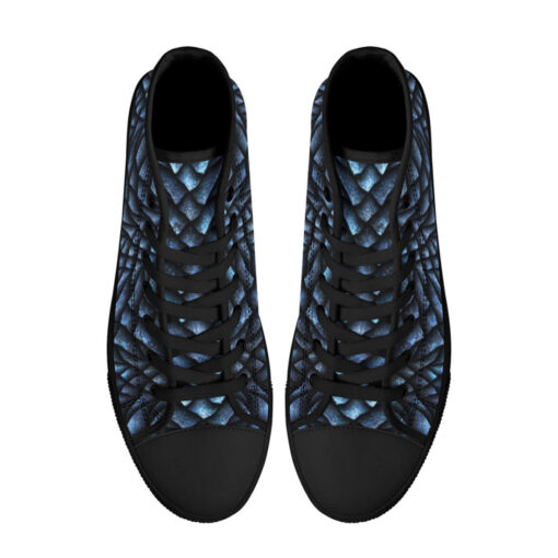 Blue Dragon Scales High-Top Canvas Shoes - Image 3