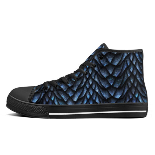 Blue Dragon Scales High-Top Canvas Shoes - Image 4