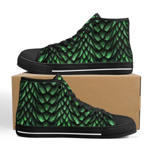 Green Dragon Scales Camouflage High-Top Canvas Shoes