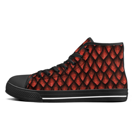 Red Dragon Scales High-Top Canvas Shoes - Image 4