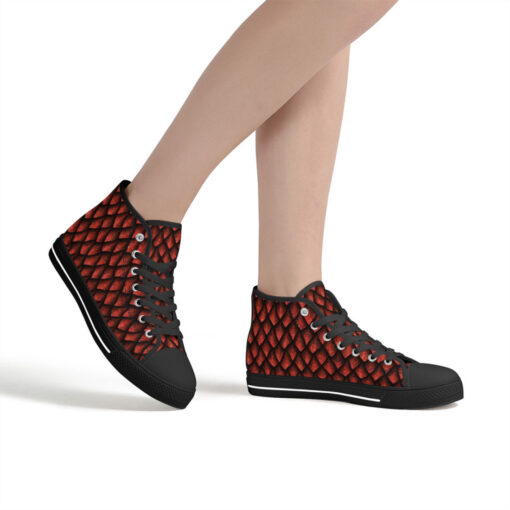 Red Dragon Scales High-Top Canvas Shoes - Image 7