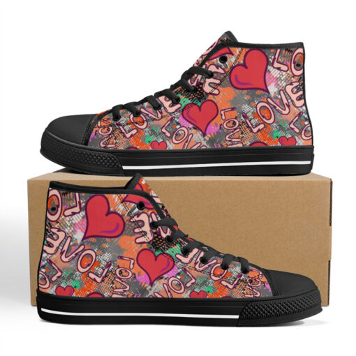 Grunge Love Graffiti High-Top Canvas Shoes