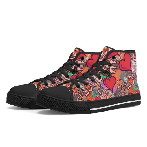 Grunge Love Graffiti High-Top Canvas Shoes - Image 2