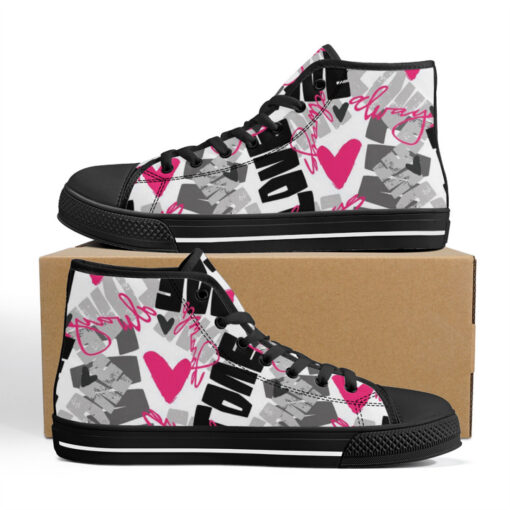 Love Graffiti Art High-Top Canvas Shoes