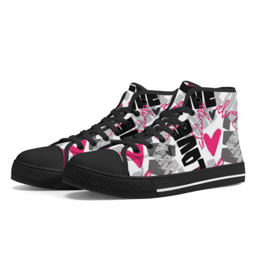 Love Graffiti Art High-Top Canvas Shoes - Image 2