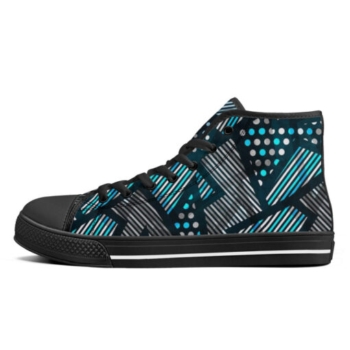 Abstract Cloth Geometric High-Top Canvas Shoes - Image 4