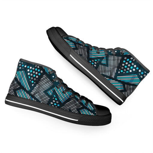 Abstract Cloth Geometric High-Top Canvas Shoes - Image 6