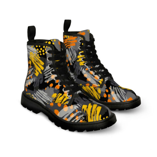 Expressive Ink Surface Graffiti Canvas Boots