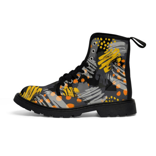 Expressive Ink Surface Graffiti Canvas Boots - Image 2