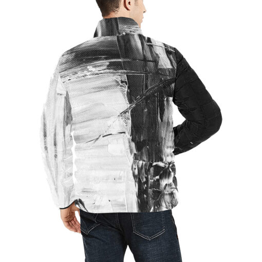 Black and White Abstraction Men's Padded Jacket - Image 4