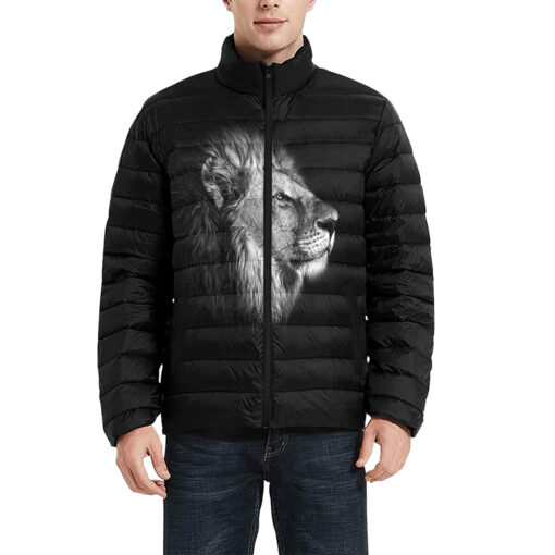 Lion Print Men's Padded Jacket - Image 3