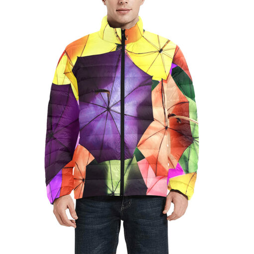 Colored Umbrellas Men's Padded Jacket - Image 3