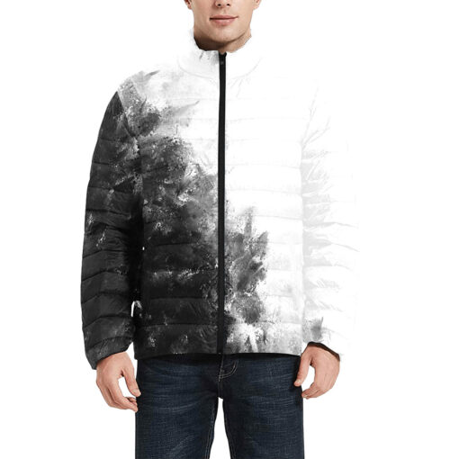 Black and White Abstraction Men's Padded Jacket - Image 3