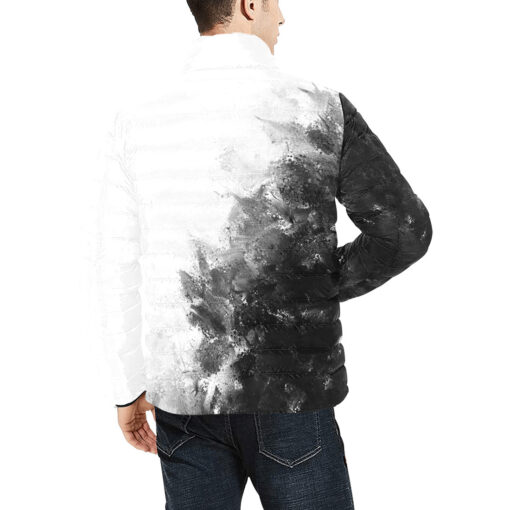 Black and White Abstraction Men's Padded Jacket - Image 4