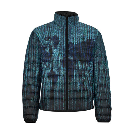 Digital World Map Men's Padded Jacket