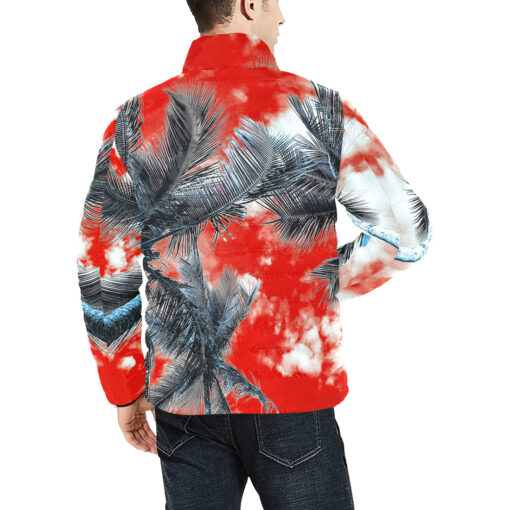 Red Sky Palms Glitch Men's Padded Jacket - Image 4