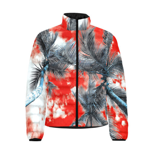 Red Sky Palms Glitch Men's Padded Jacket