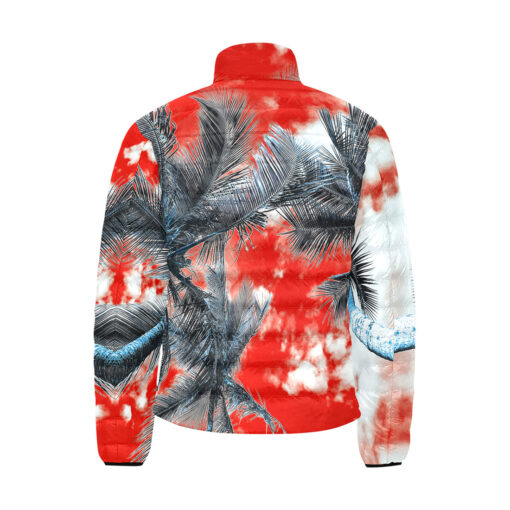 Red Sky Palms Glitch Men's Padded Jacket - Image 2