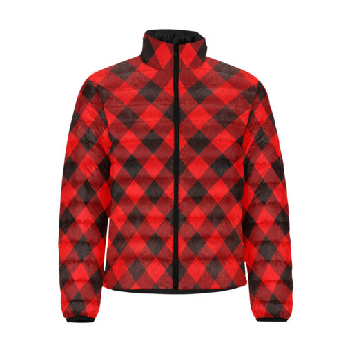 Red Checkered Men's Padded Jacket