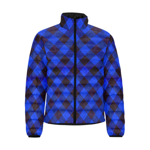 Blue Checkered Men's Padded Jacket